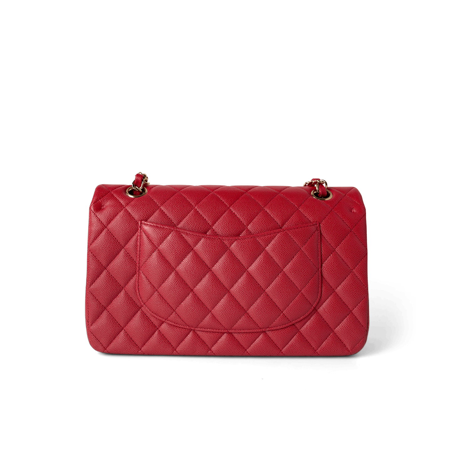 Red Caviar Quilted Classic Flap Medium Light Gold Hardware