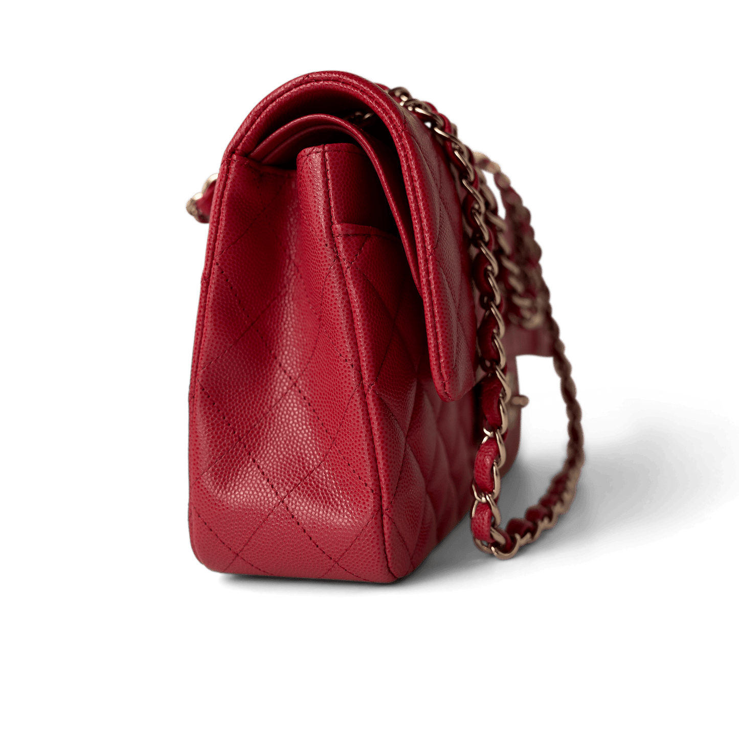 Red Caviar Quilted Classic Flap Medium Light Gold Hardware