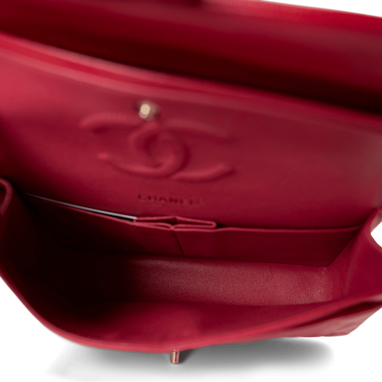 Red Caviar Quilted Classic Flap Medium Light Gold Hardware