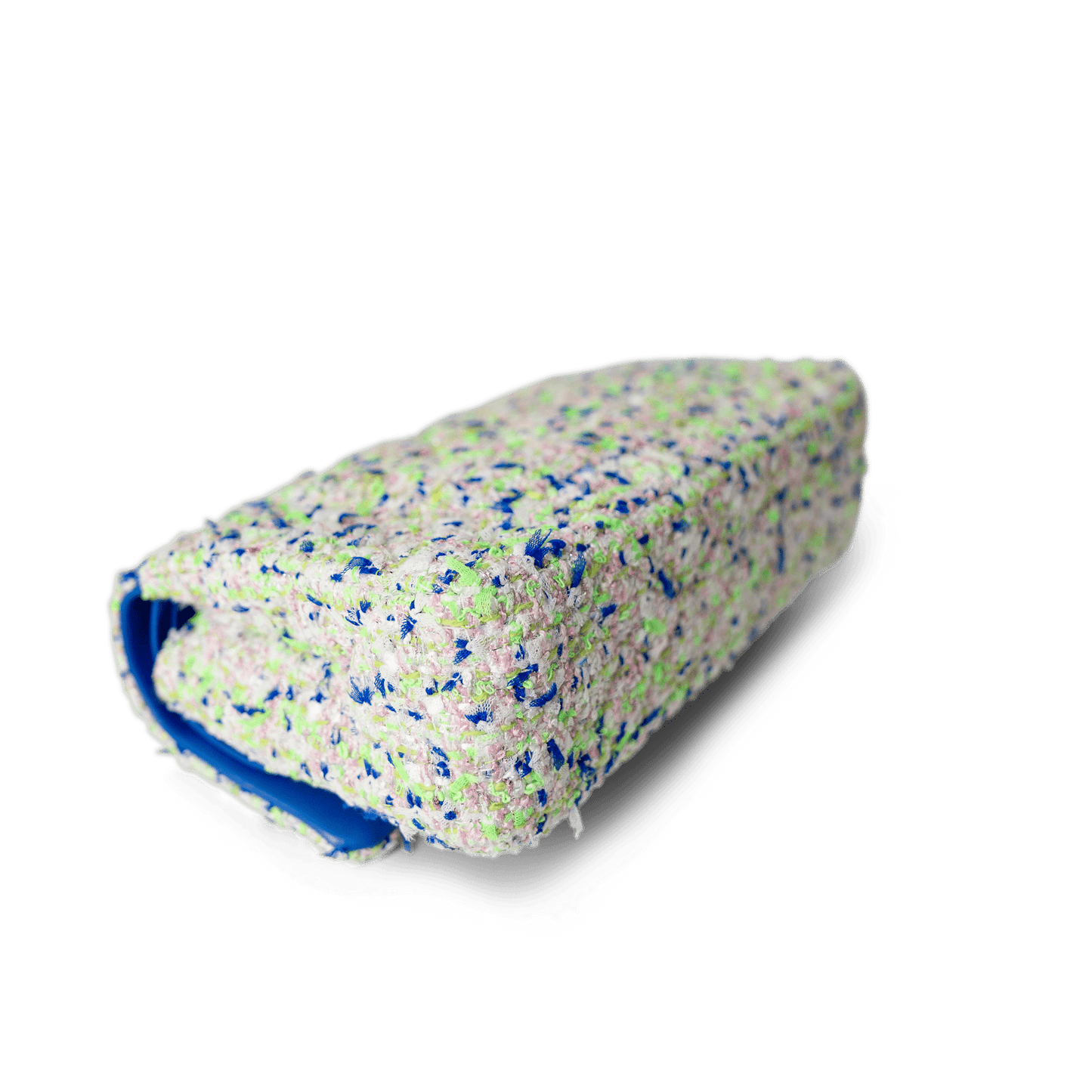 23S White Blue Green Tweed Quilted Classic Flap Medium