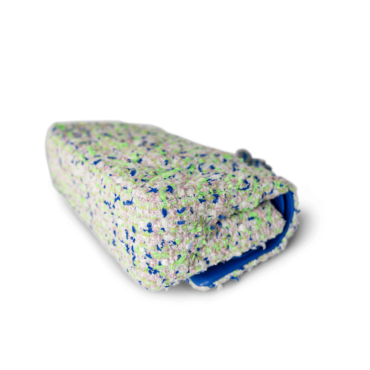 23S White Blue Green Tweed Quilted Classic Flap Medium