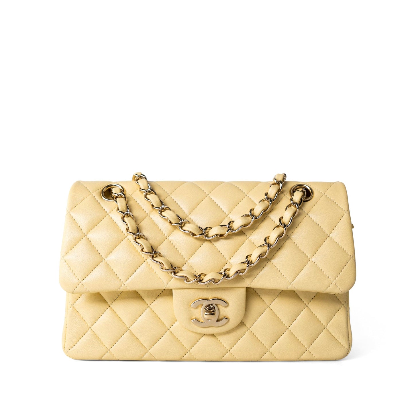21C Yellow Lambskin Quilted Classic Flap Small Light Gold Hardware