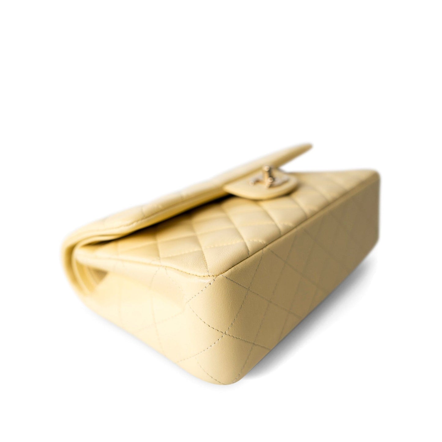 21C Yellow Lambskin Quilted Classic Flap Small Light Gold Hardware