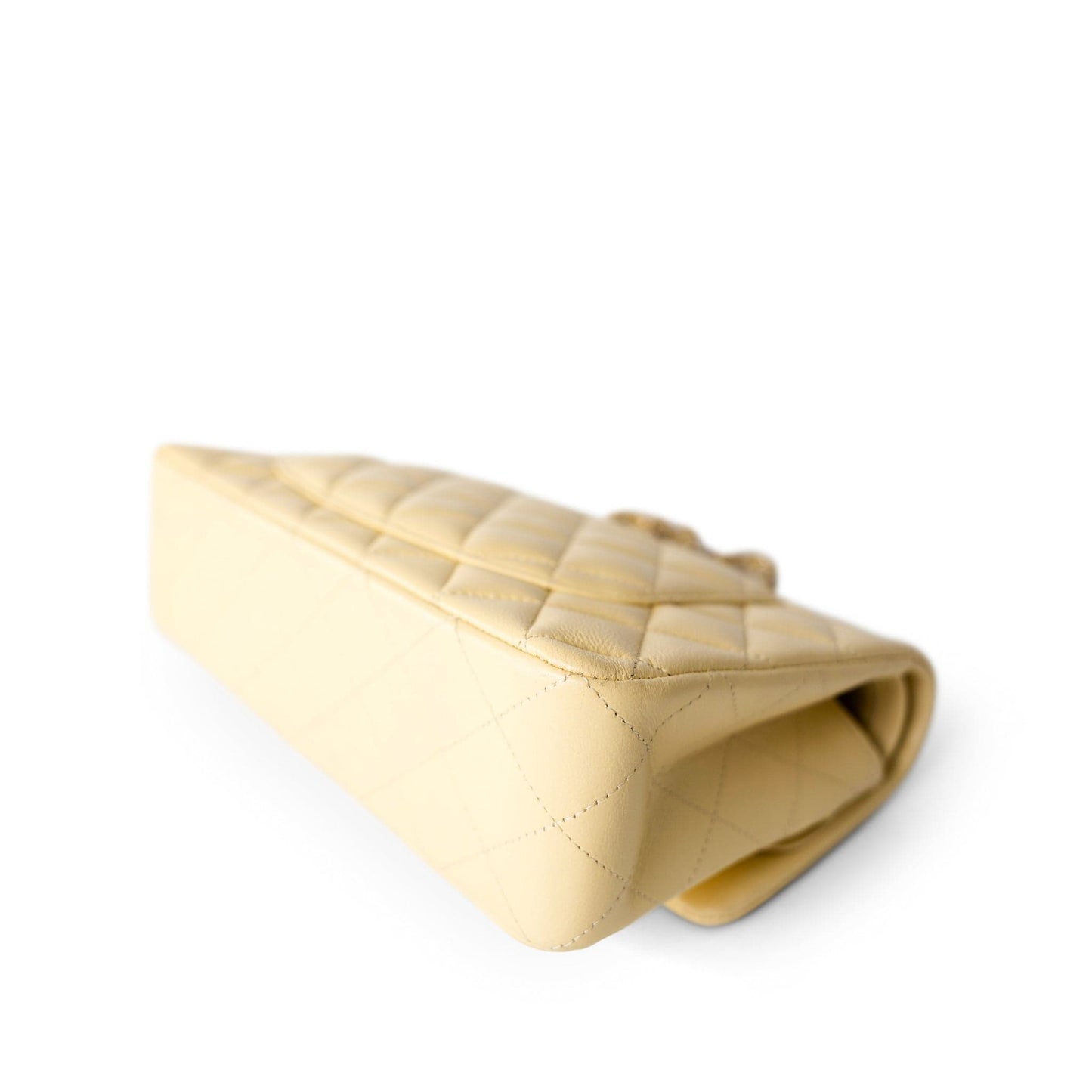 21C Yellow Lambskin Quilted Classic Flap Small Light Gold Hardware