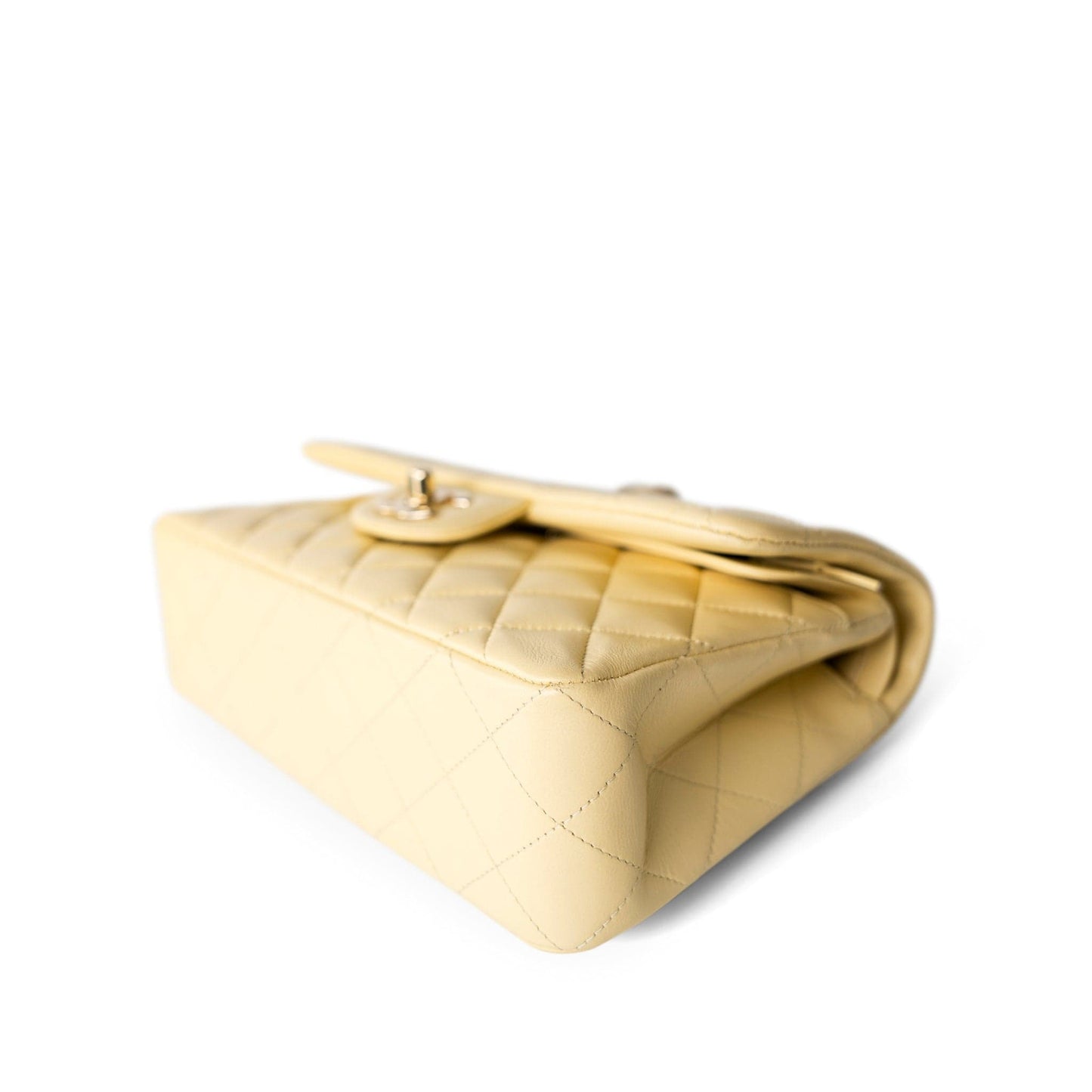 21C Yellow Lambskin Quilted Classic Flap Small Light Gold Hardware