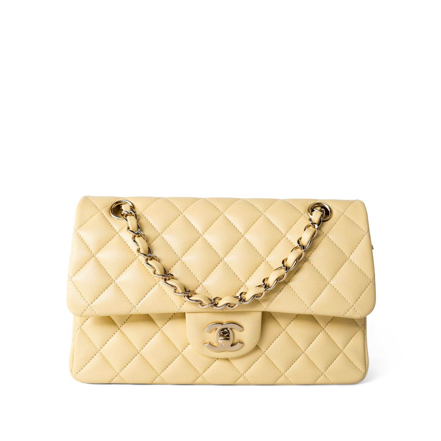 21C Yellow Lambskin Quilted Classic Flap Small Light Gold Hardware