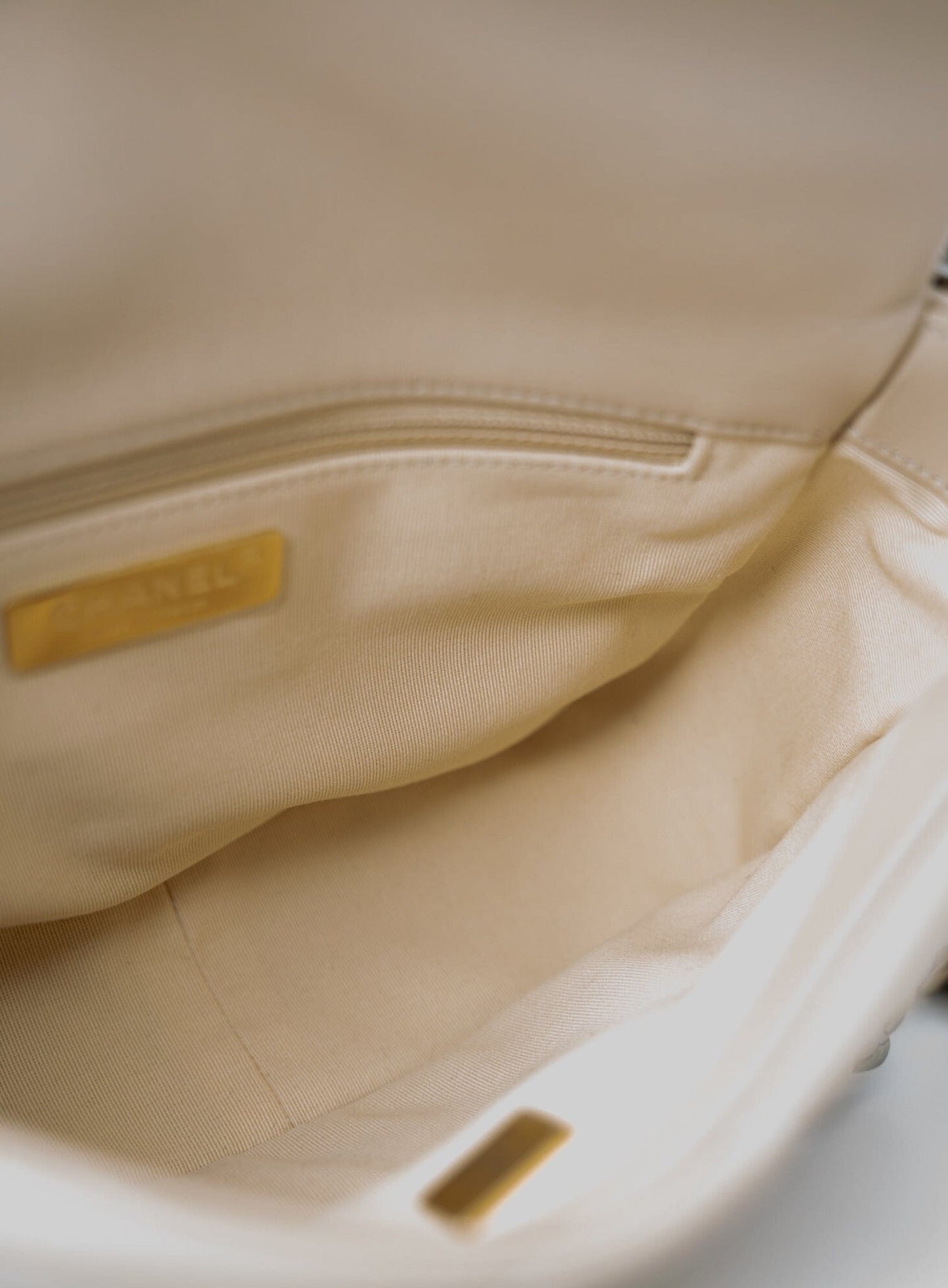 22S Beige Lambskin Quilted Small 19 Flap Mixed Hardware