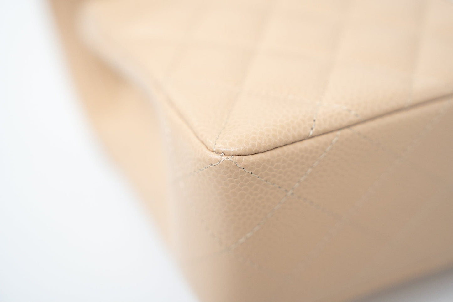 Beige Clair Caviar Quilted Classic Flap Small Silver Hardware