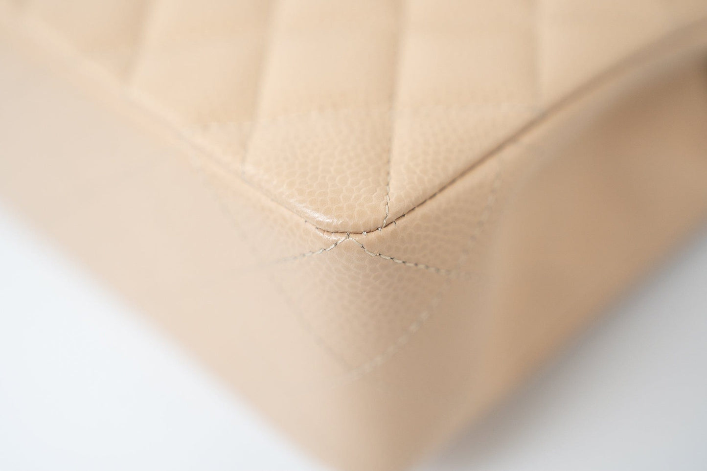 Beige Clair Caviar Quilted Classic Flap Small Silver Hardware
