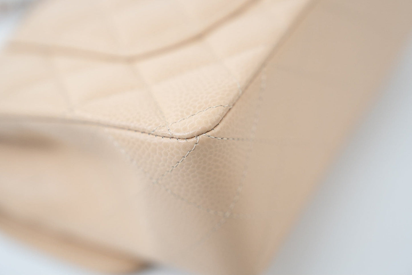 Beige Clair Caviar Quilted Classic Flap Small Silver Hardware