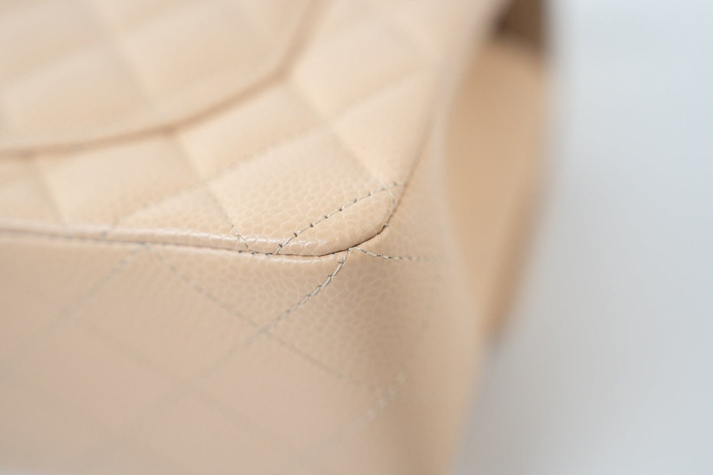 Beige Clair Caviar Quilted Classic Flap Small Silver Hardware