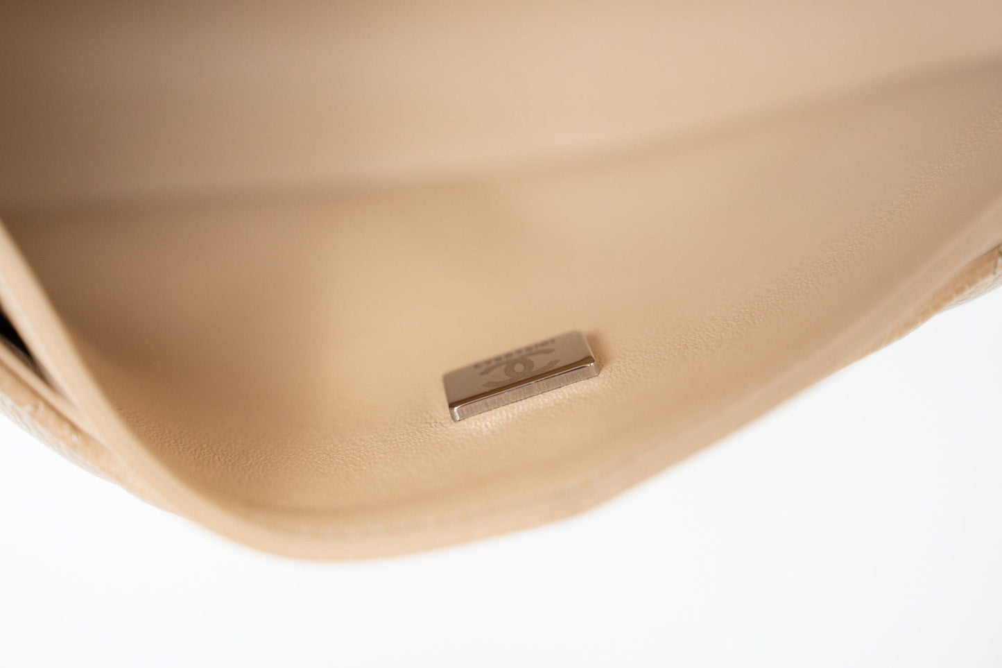 Beige Clair Caviar Quilted Classic Flap Small Silver Hardware