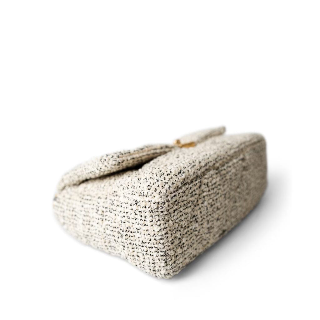 Oreo Tweed Quilted Medium/Large 19 Flap Mixed Hardware