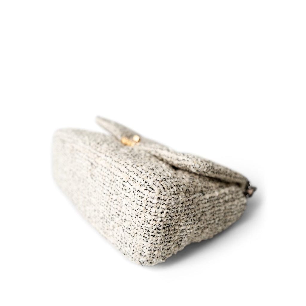 Oreo Tweed Quilted Medium/Large 19 Flap Mixed Hardware