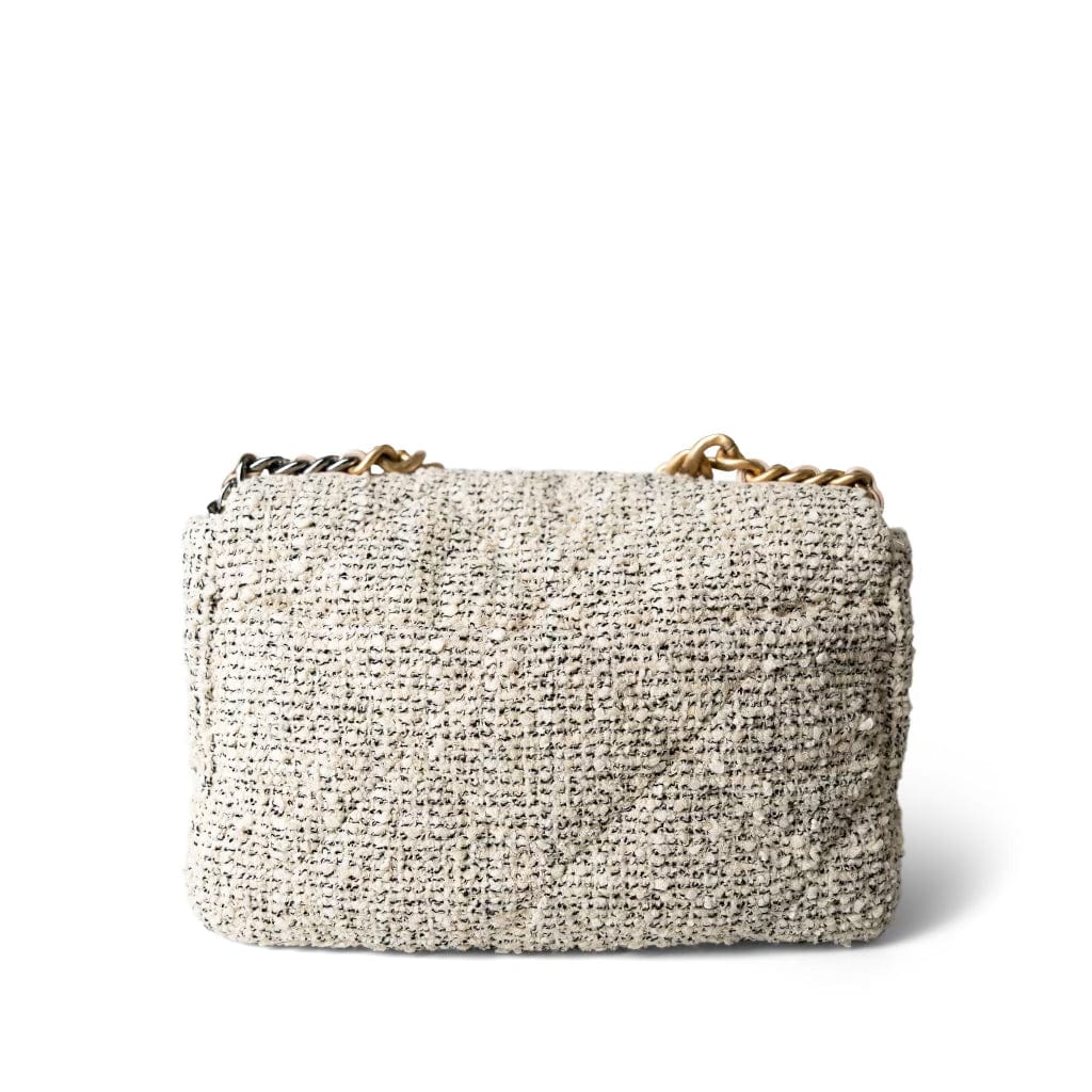 Oreo Tweed Quilted Medium/Large 19 Flap Mixed Hardware