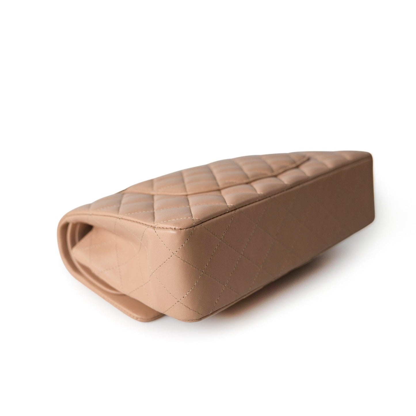 Dark Beige Lambskin Quilted Medium Classic Flap