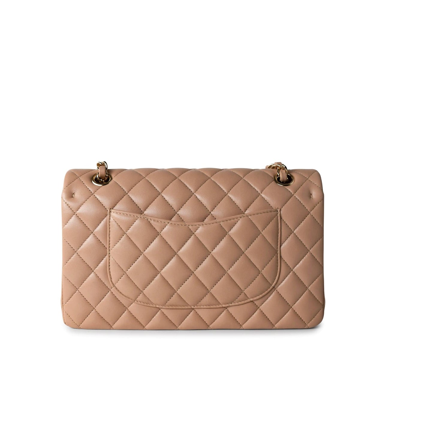 Dark Beige Lambskin Quilted Medium Classic Flap