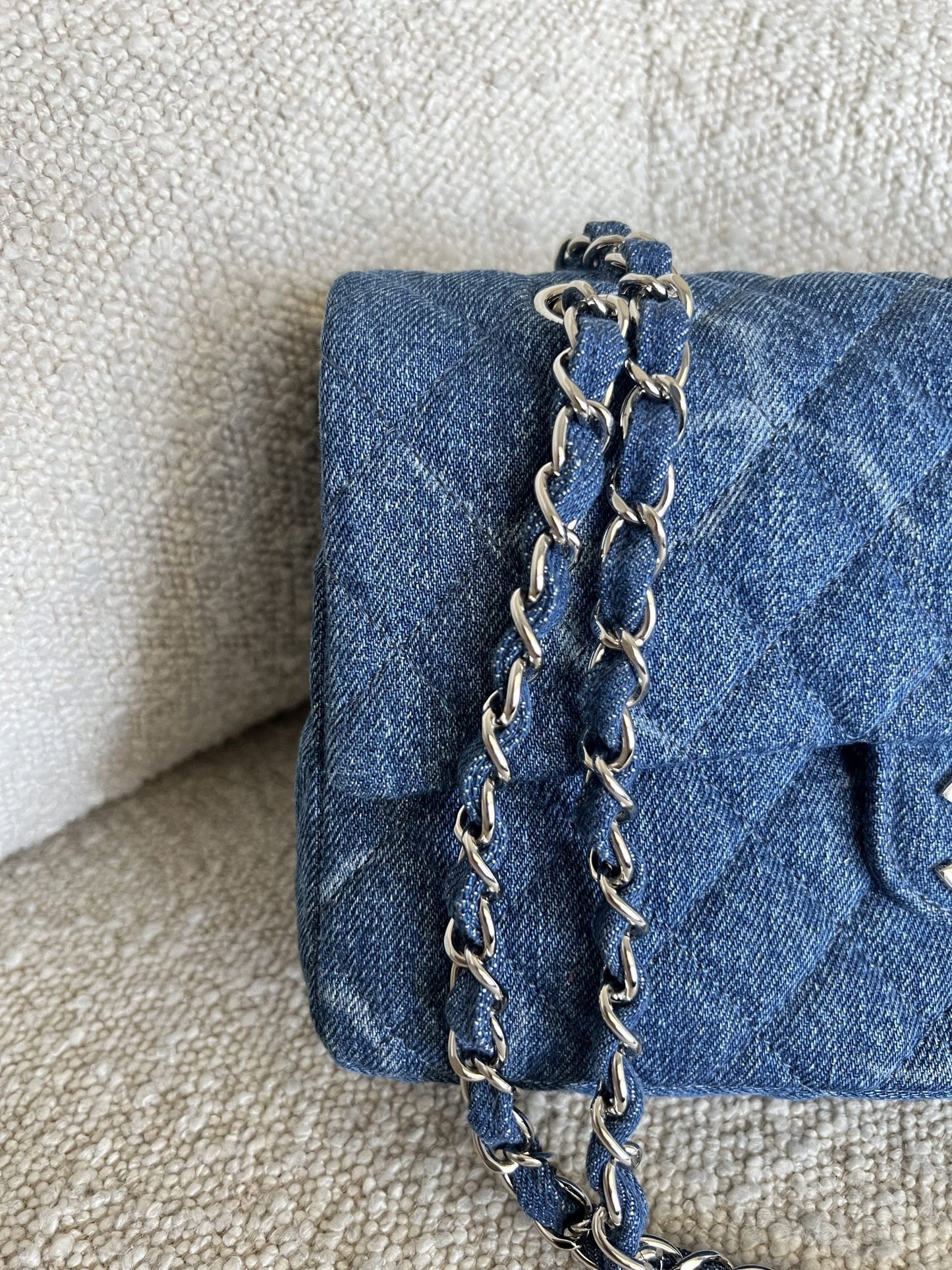 Denim Quilted Single Flap Medium SHW