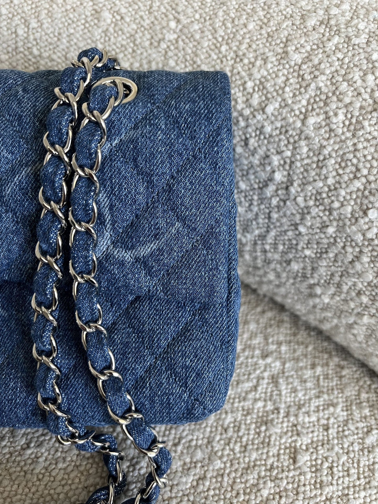 Denim Quilted Single Flap Medium SHW