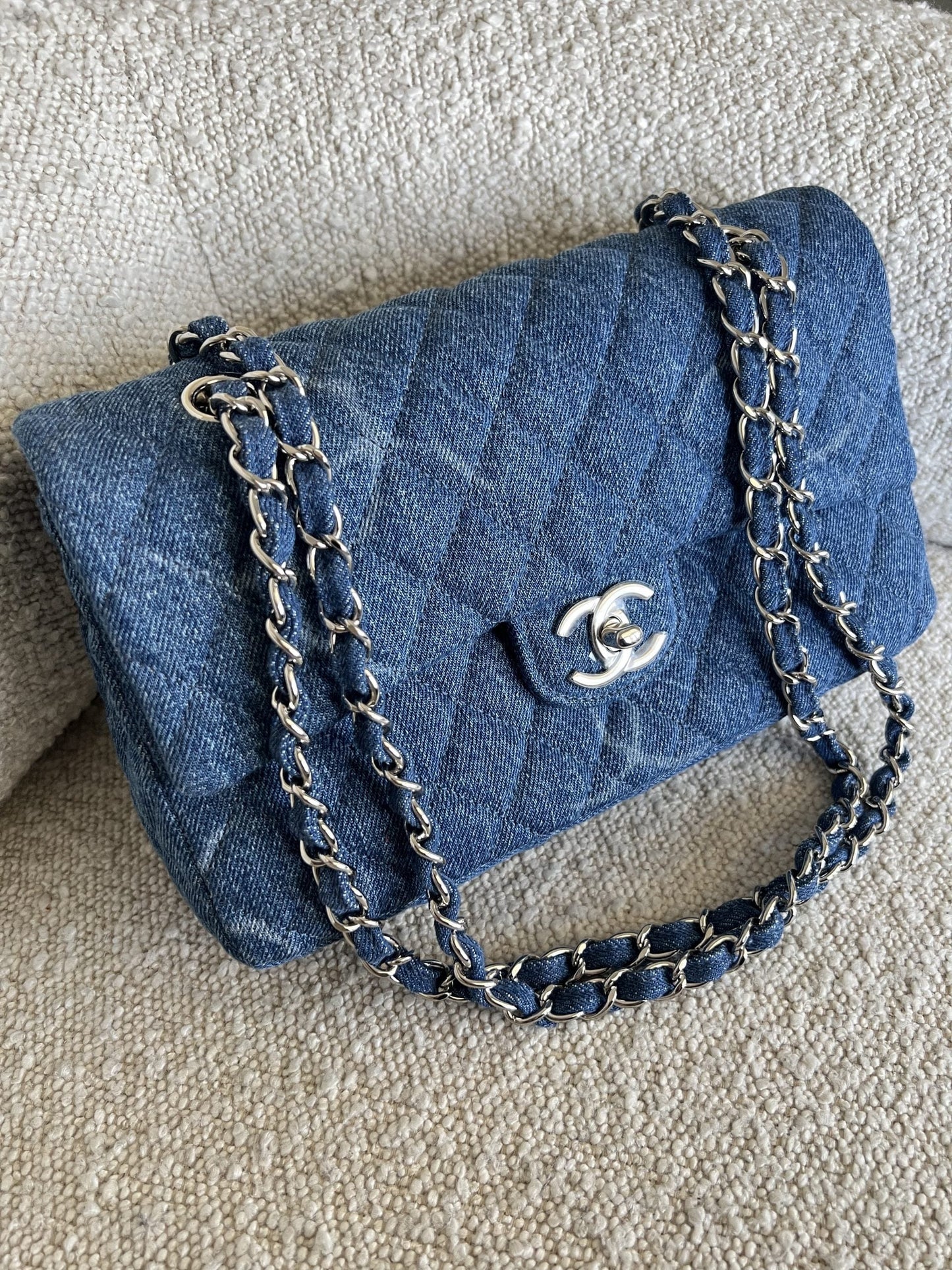 Denim Quilted Single Flap Medium SHW