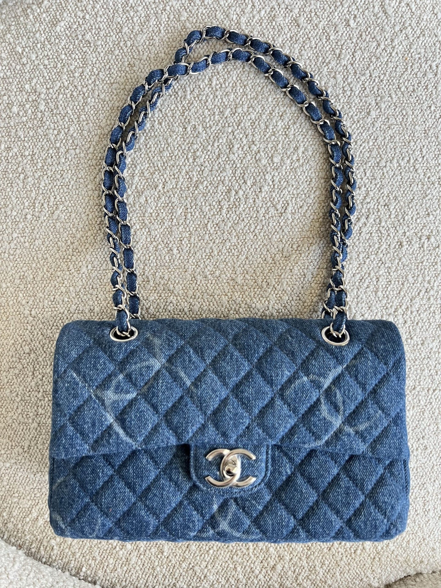 Denim Quilted Single Flap Medium SHW