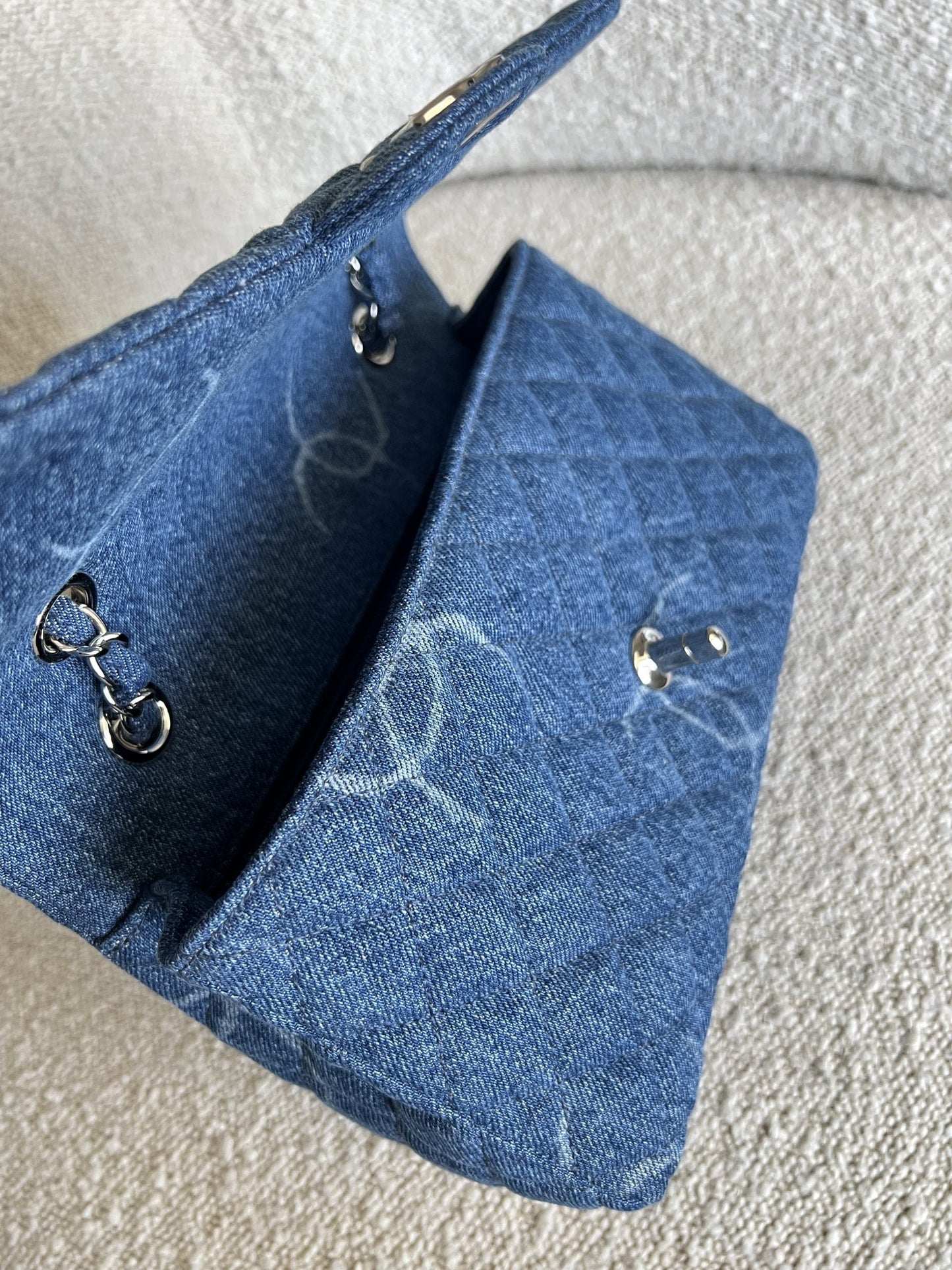 Denim Quilted Single Flap Medium SHW