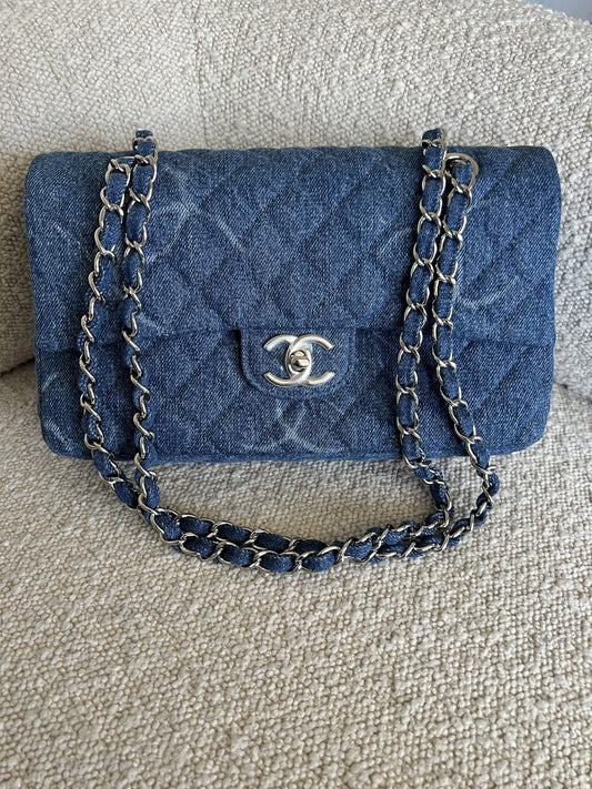 Denim Quilted Single Flap Medium SHW