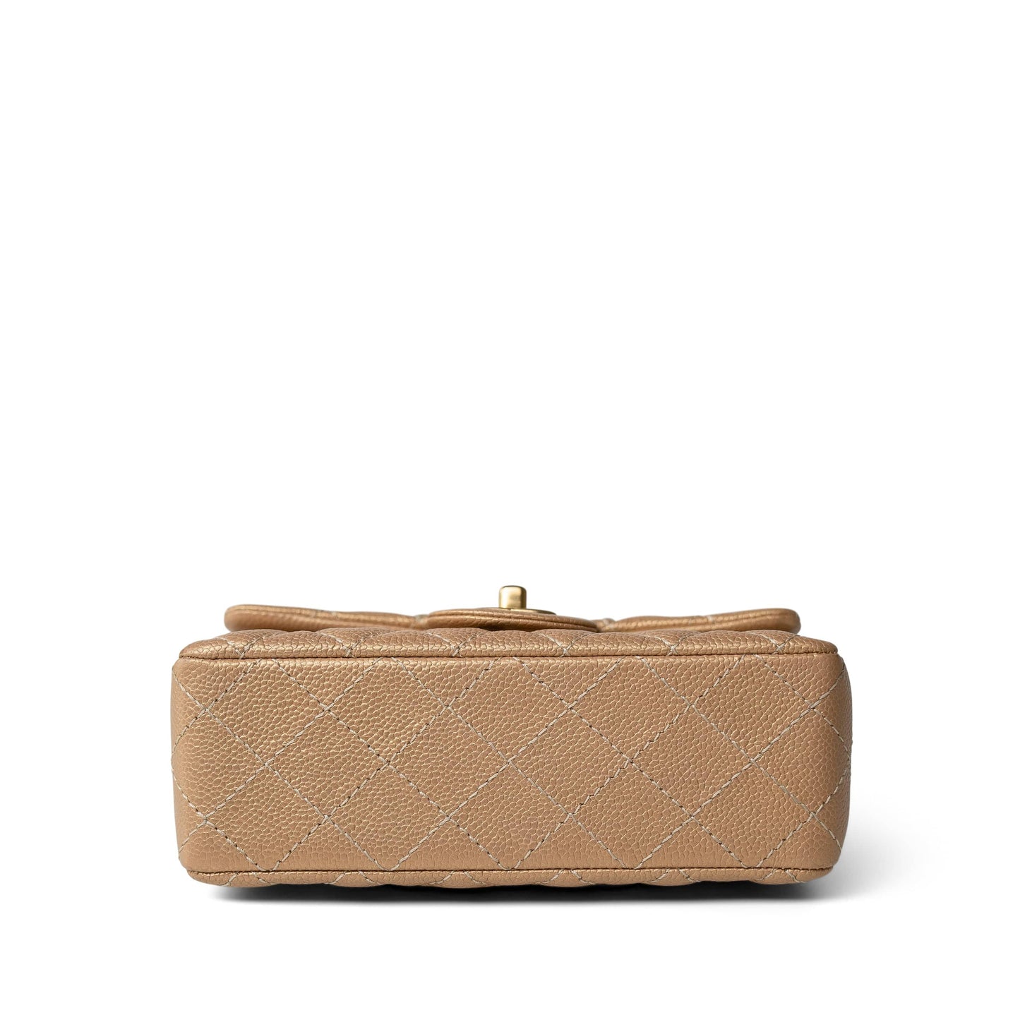 15C Gold Caviar Quilted Mini Rectangular Flap Antique Gold Hardware