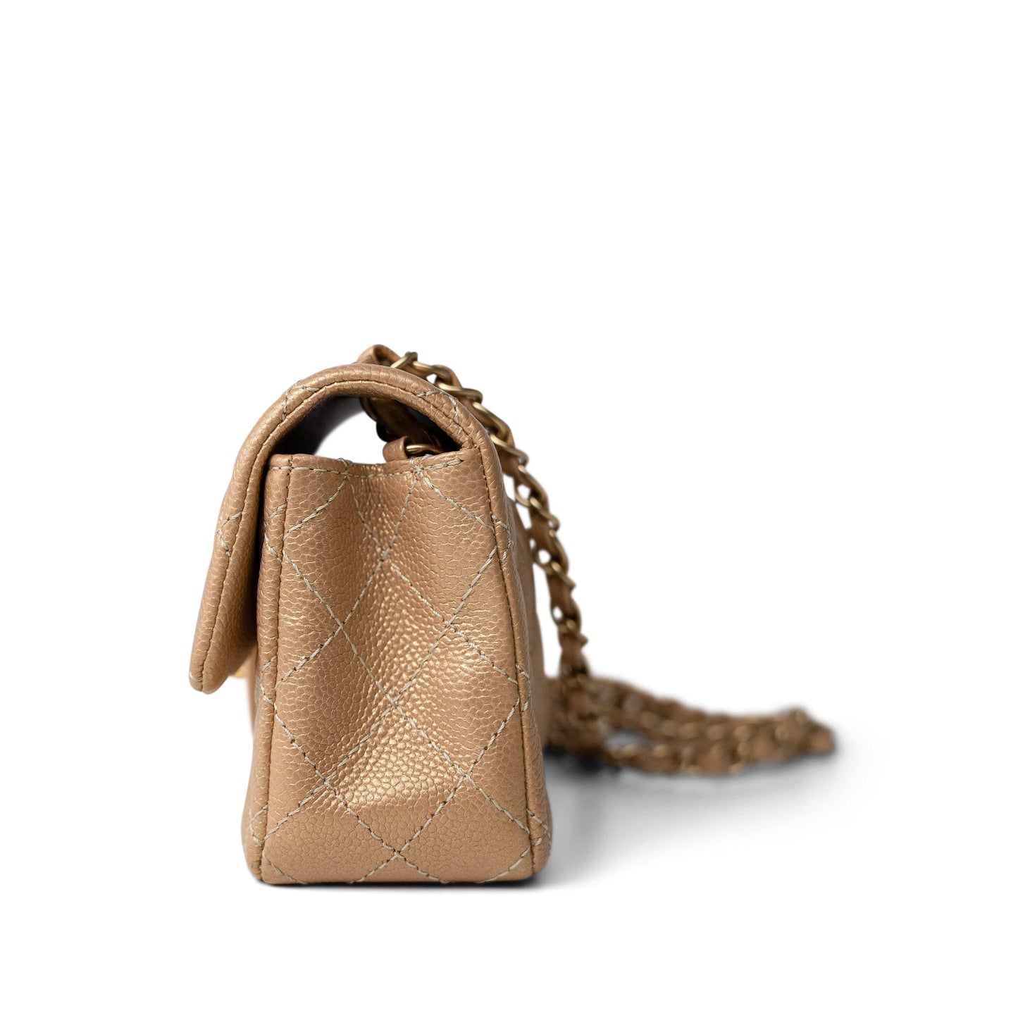 15C Gold Caviar Quilted Mini Rectangular Flap Antique Gold Hardware