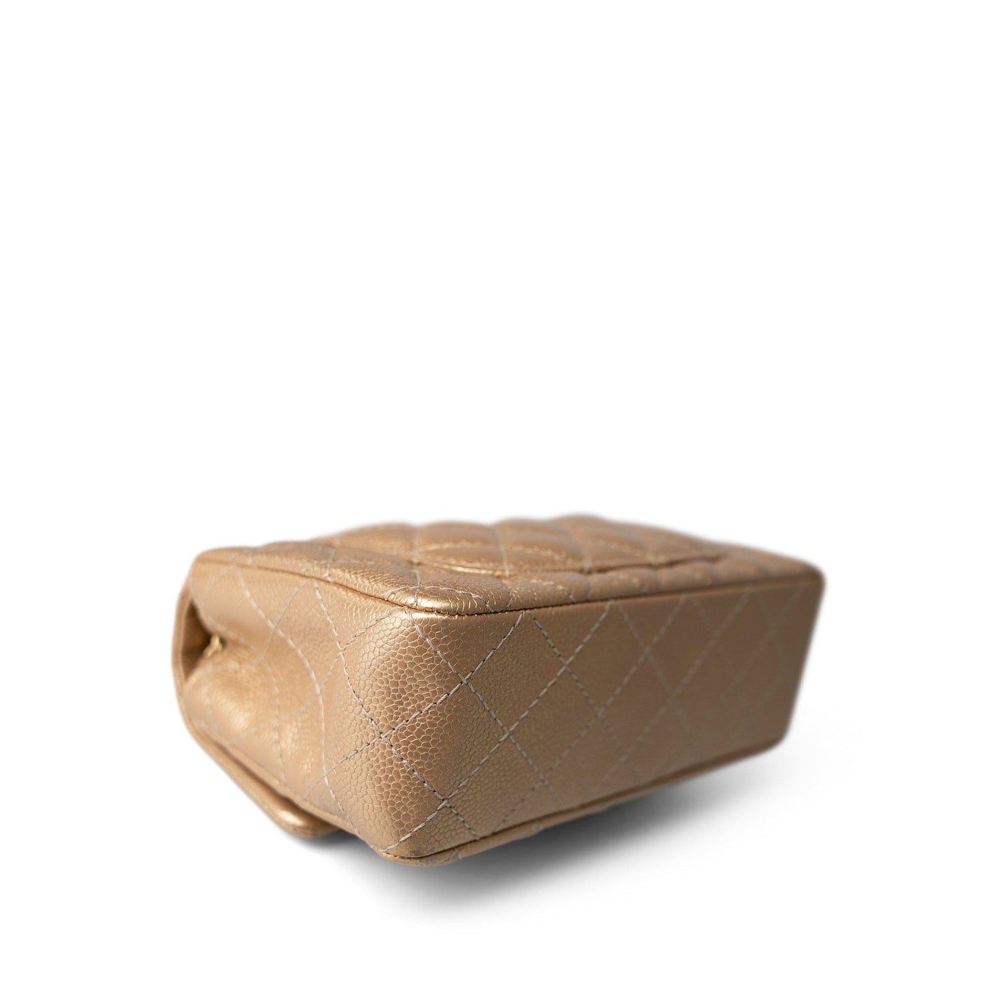 15C Gold Caviar Quilted Mini Rectangular Flap Antique Gold Hardware