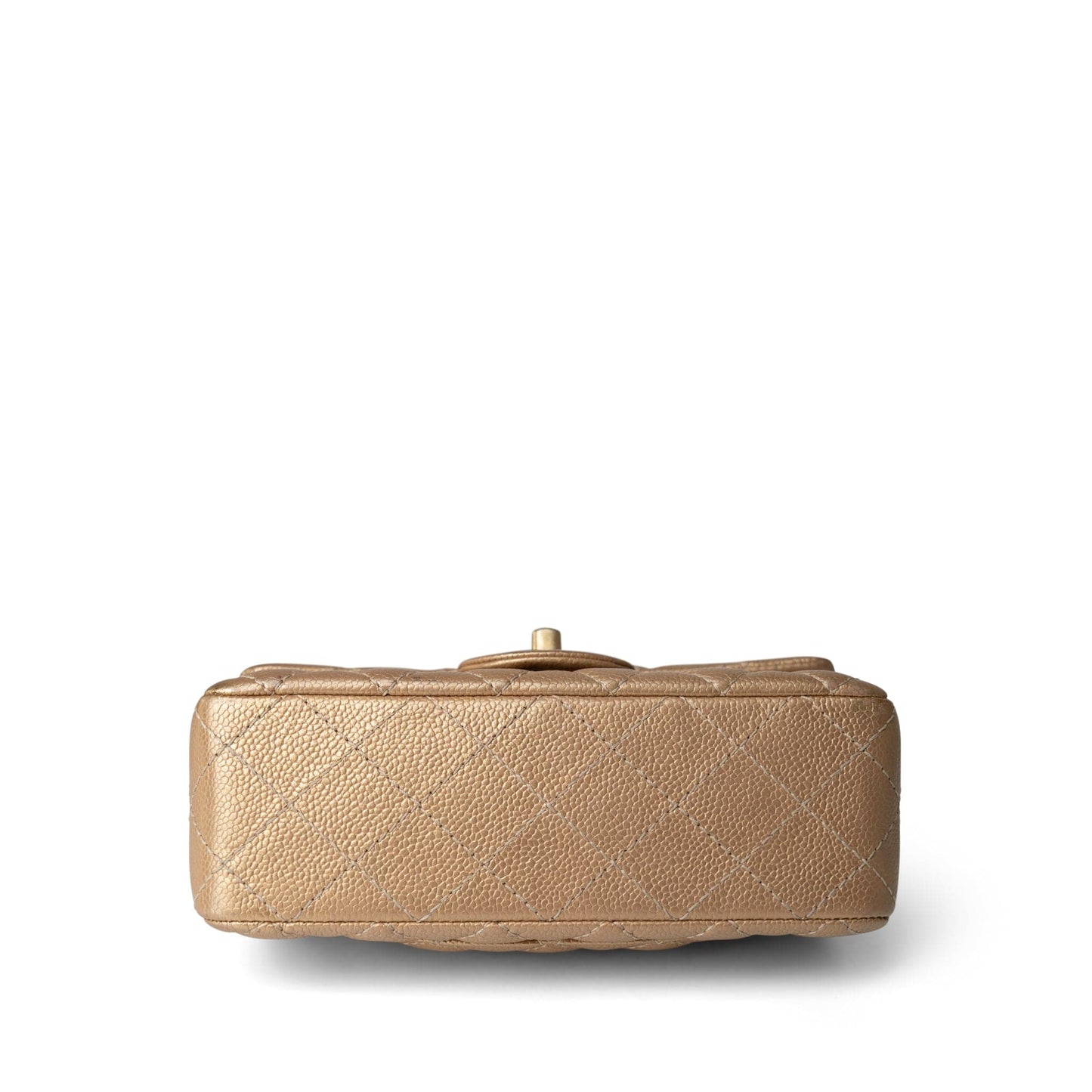 15C Gold Caviar Quilted Mini Rectangular Flap Antique Gold Hardware