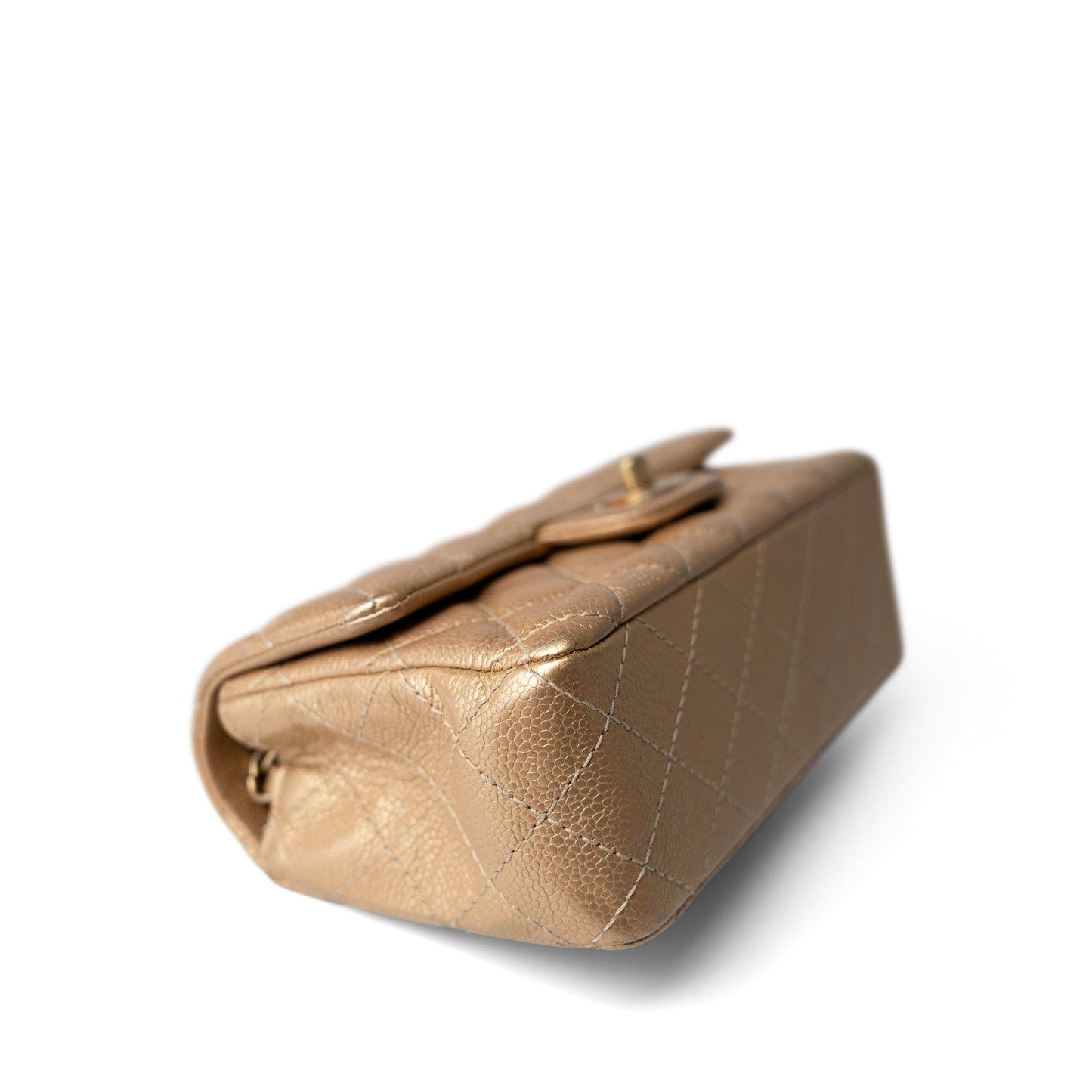 15C Gold Caviar Quilted Mini Rectangular Flap Antique Gold Hardware