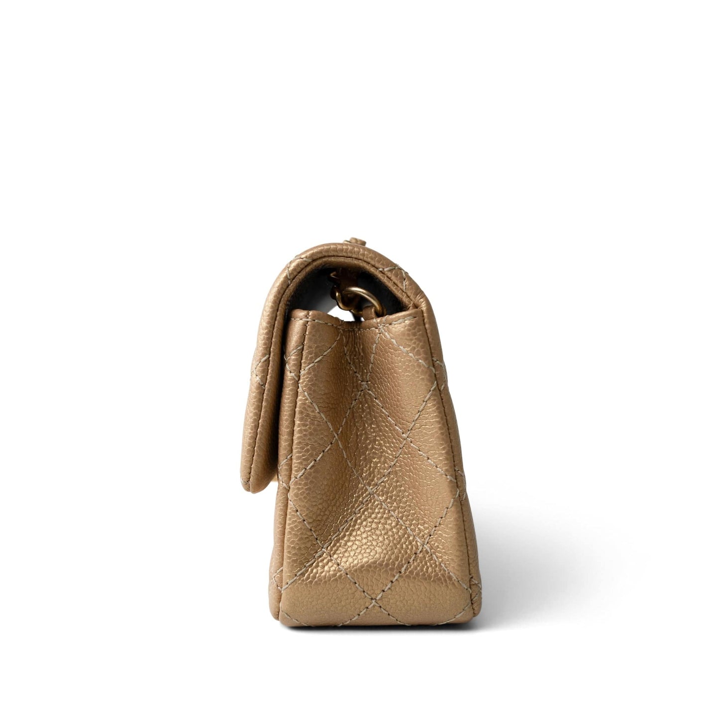 15C Gold Caviar Quilted Mini Rectangular Flap Antique Gold Hardware