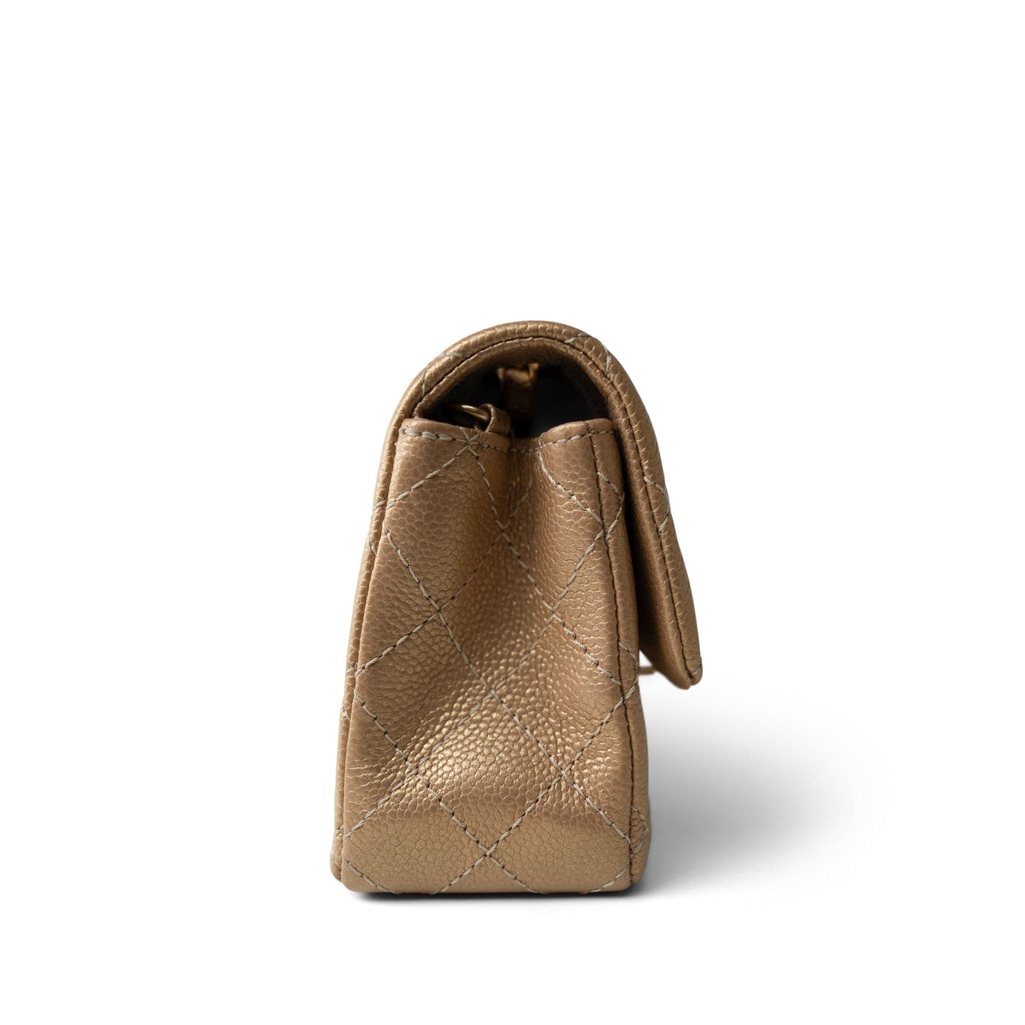 15C Gold Caviar Quilted Mini Rectangular Flap Antique Gold Hardware