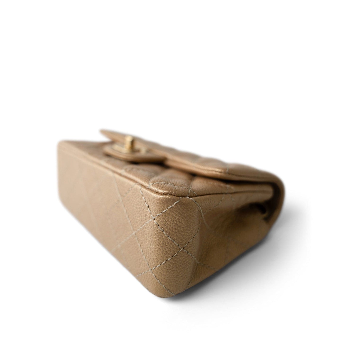 15C Gold Caviar Quilted Mini Rectangular Flap Antique Gold Hardware