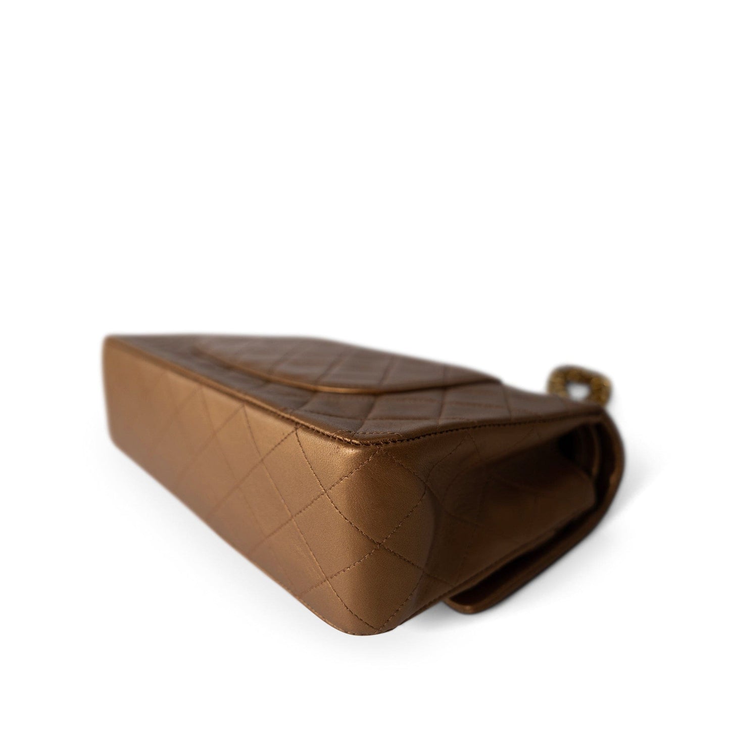 Vintage Gold Lambskin Quilted Classic Flap Medium Gold Hardware