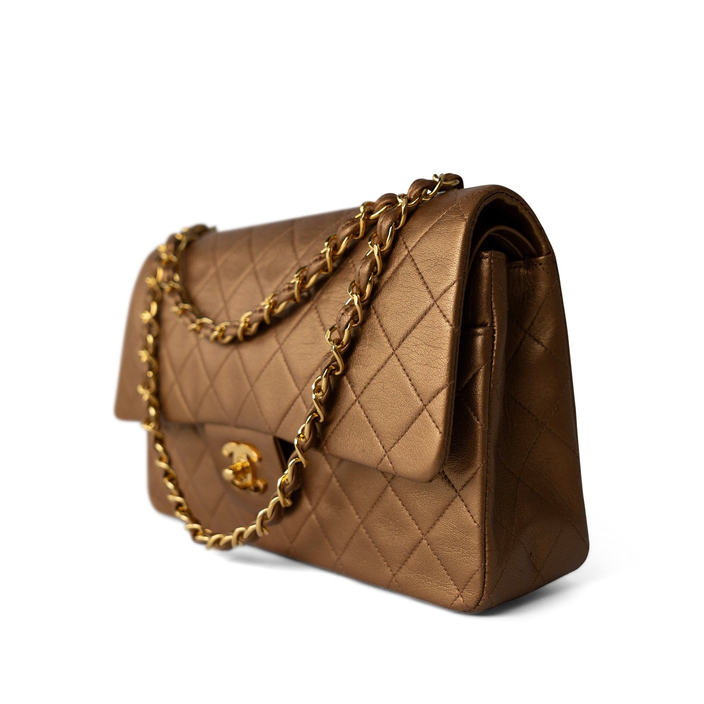 Vintage Gold Lambskin Quilted Classic Flap Medium Gold Hardware