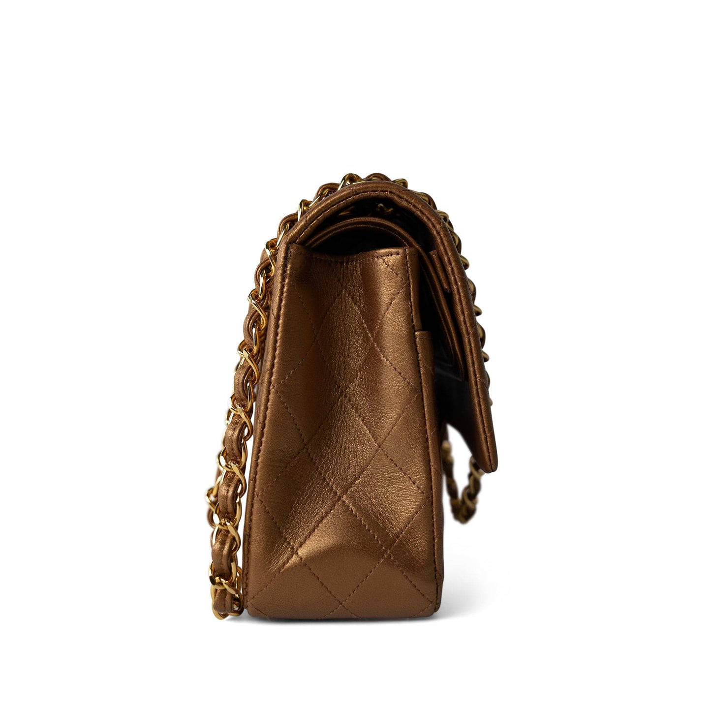 Vintage Gold Lambskin Quilted Classic Flap Medium Gold Hardware