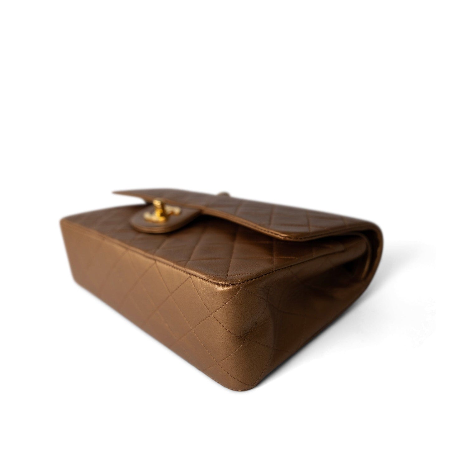 Vintage Gold Lambskin Quilted Classic Flap Medium Gold Hardware