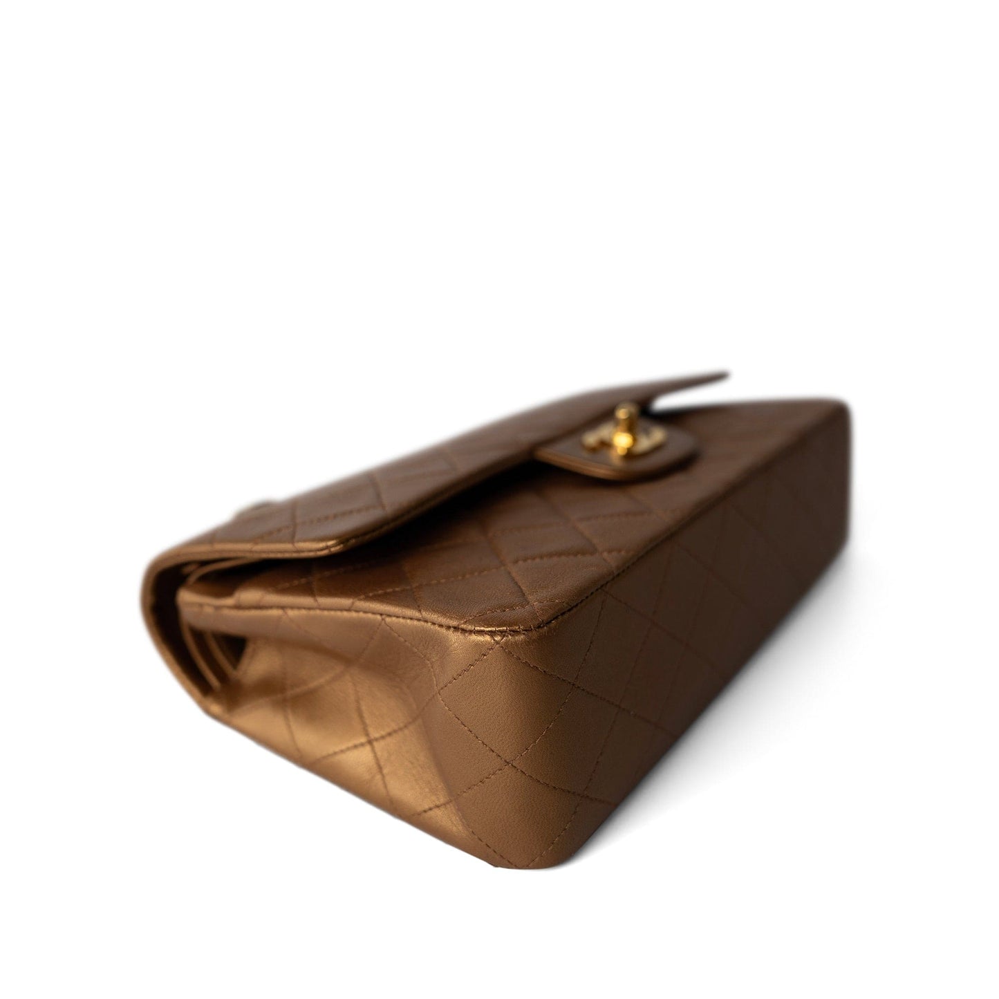 Vintage Gold Lambskin Quilted Classic Flap Medium Gold Hardware