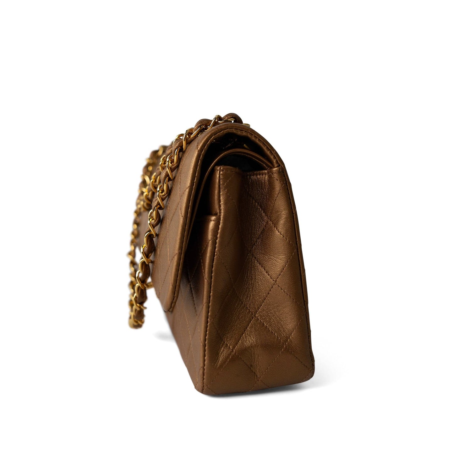 Vintage Gold Lambskin Quilted Classic Flap Medium Gold Hardware