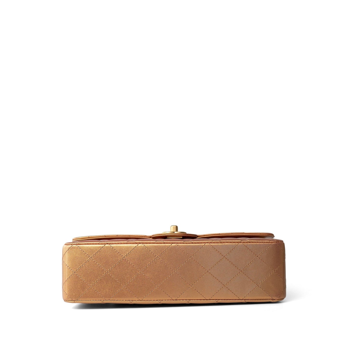 Metallic Gold Iridescent Calfskin Quilted Classic Flap Medium Aged Gold Hardware