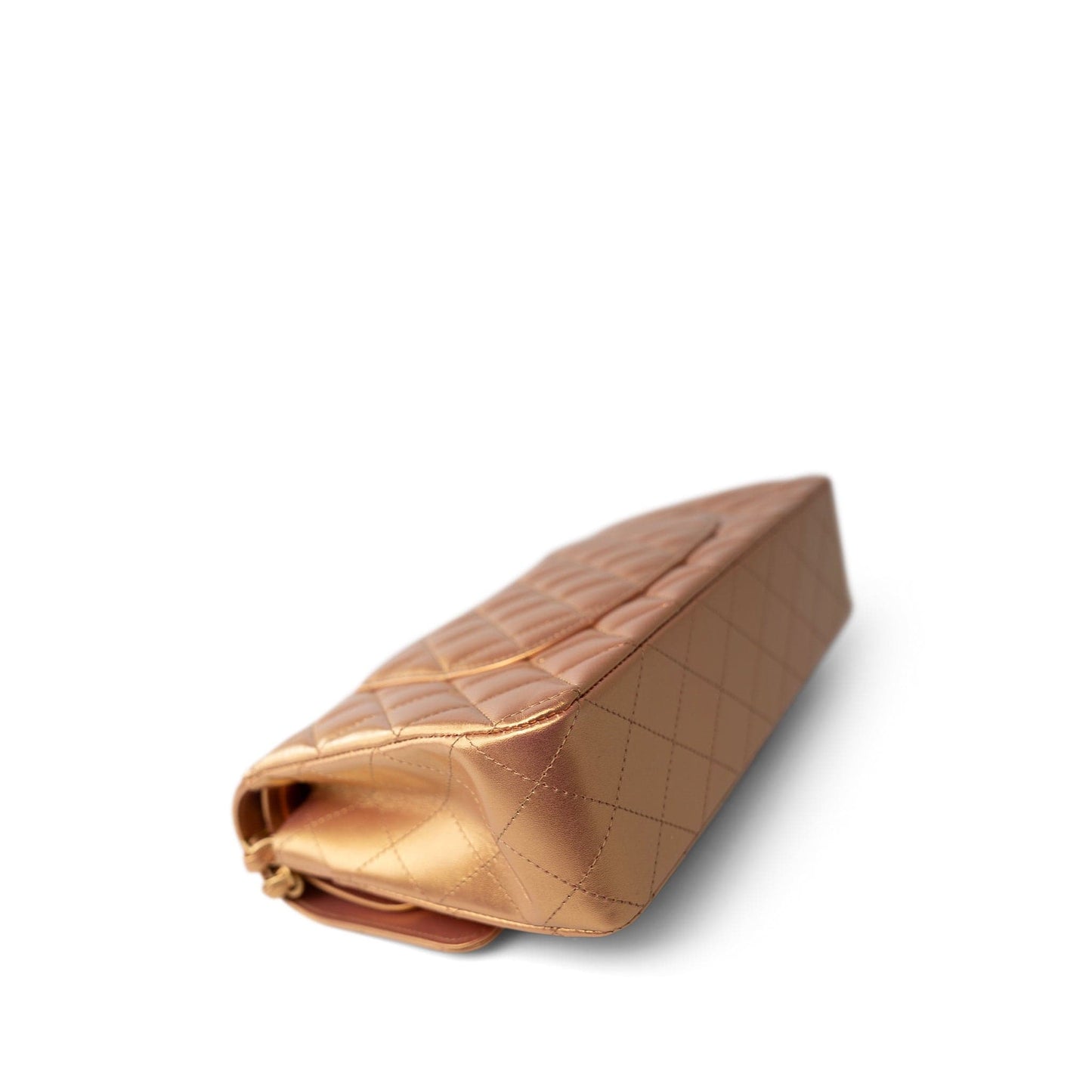 Metallic Gold Iridescent Calfskin Quilted Classic Flap Medium Aged Gold Hardware