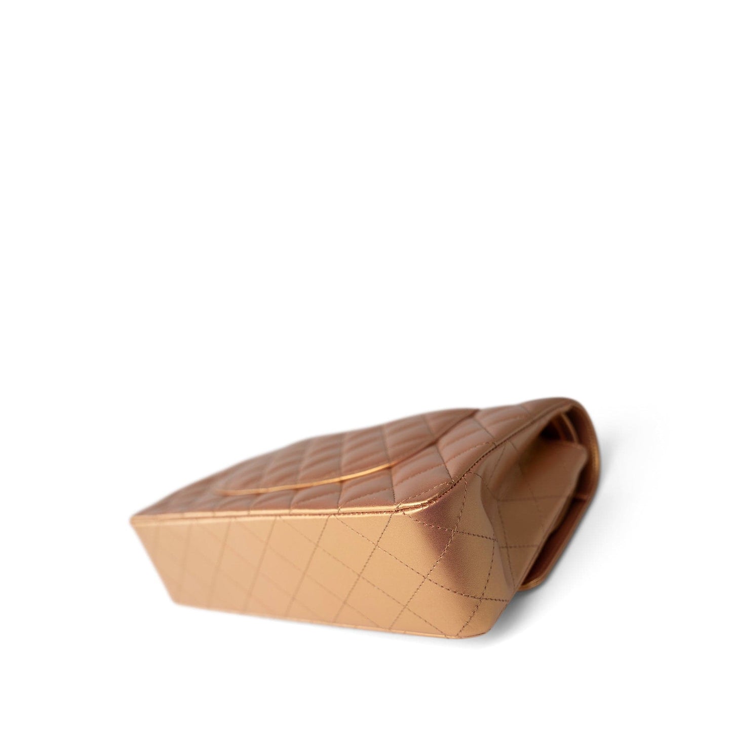 Metallic Gold Iridescent Calfskin Quilted Classic Flap Medium Aged Gold Hardware