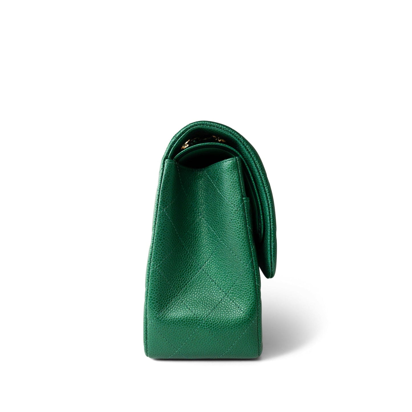 18S Emerald Green Caviar Quilted Jumbo Classic Flap Light Gold Hardware