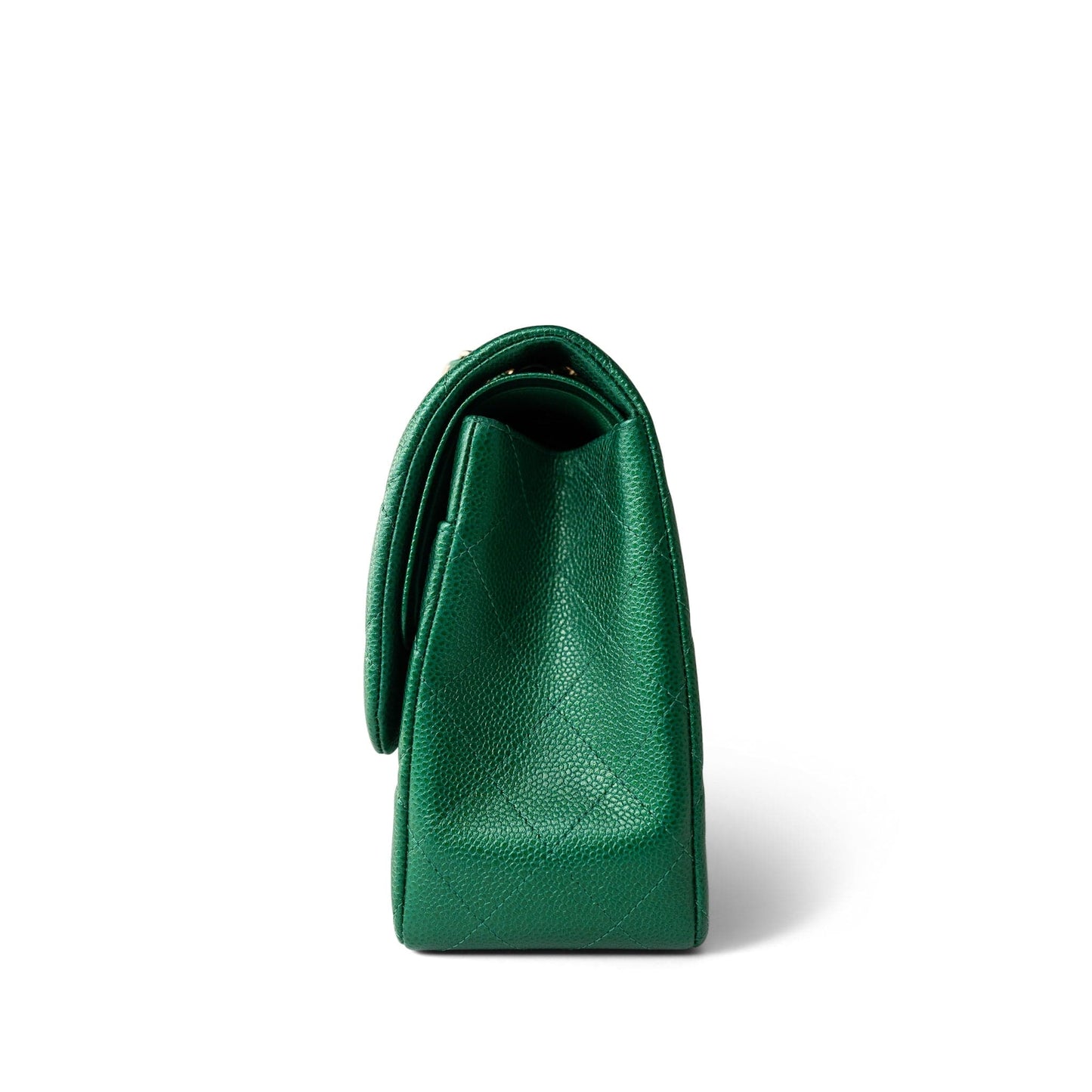 18S Emerald Green Caviar Quilted Jumbo Classic Flap Light Gold Hardware