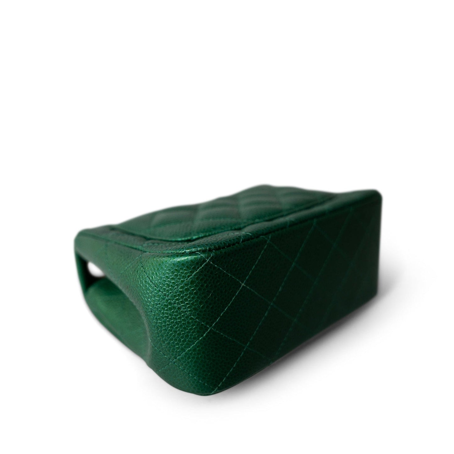 18S Emerald Green Mini Square Single Flap Light Gold Hardware