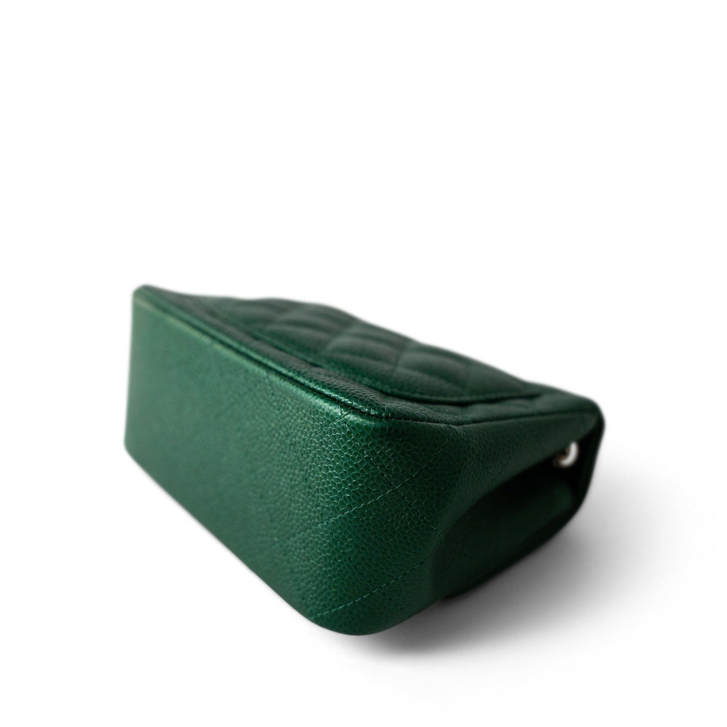 18S Emerald Green Mini Square Single Flap Light Gold Hardware