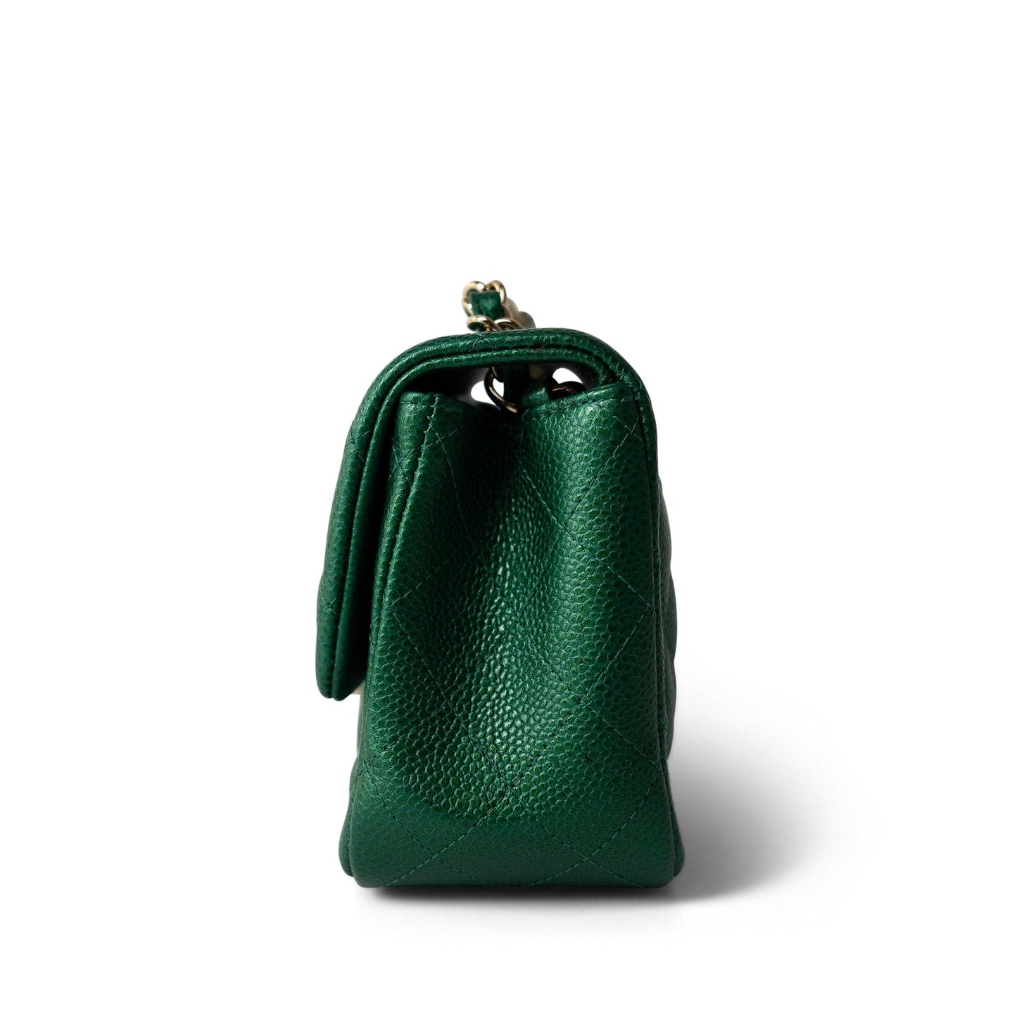 18S Emerald Green Mini Square Single Flap Light Gold Hardware