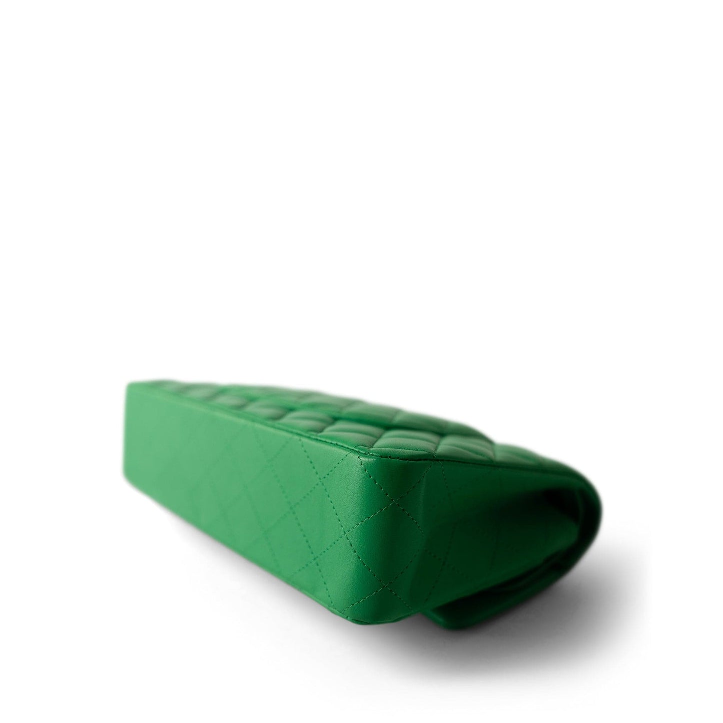 20S Green Lambskin Quilted Classic Flap Medium Light Gold Hardware